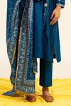 Buy_Shetab Kazmi_Blue Chanderi, Linen, Cotton, Viscose Gota Patti And Zardosi Kurta Pant Set 