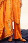 Shetab Kazmi_Orange Pure Chanderi Embroidered Aari Leaf Kurta Pant Set _Online_at_Aza_Fashions