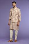 Buy_Kora By Nilesh Mitesh_Purple Silk Printed Flower Geometric Bundi And Kurta Set _at_Aza_Fashions