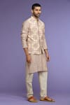 Buy_Kora By Nilesh Mitesh_Purple Silk Printed Flower Geometric Bundi And Kurta Set _Online_at_Aza_Fashions