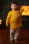 Buy_Love The World Today_Yellow Heart Woven Short Kurta For Boys _at_Aza_Fashions