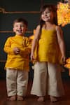 Shop_Love The World Today_Yellow Heart Woven Short Kurta For Boys _at_Aza_Fashions