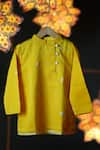 Love The World Today_Yellow Heart Woven Short Kurta For Boys _Online_at_Aza_Fashions