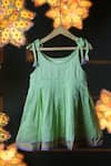 Love The World Today_Green Sadabahar Pleated Dress For Girls _Online_at_Aza_Fashions