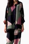 Buy_OFRIDA_Multi Color Cotton Silk Print Geometric Dimension Button Down Shirt With Pant _Online_at_Aza_Fashions