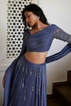 Buy_Parshya_Grey Viscose Shimmer Satin Embroidered Embellished Blouse Flared Skirt Set _Online_at_Aza_Fashions