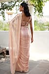 Parshya_Pink Viscose Flat Chiffon Metallic Pre-draped Saree With Embellished Blouse _Online_at_Aza_Fashions