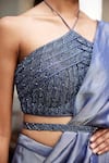 Parshya_Grey Viscose Tissue Embroidery Plain Lehenga Saree With Blouse _Online_at_Aza_Fashions