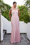Buy_Parshya_Pink Viscose Crepe Georgette Embellished Pleated Bodice Fish Cut Gown _at_Aza_Fashions