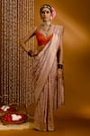 Buy_Priyal Bhardwaj_Pink Banarasi Silk Handwoven Floral Jaal And Geometric Pattern Saree _at_Aza_Fashions