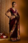 Priyal Bhardwaj_Purple Banarasi Silk Handwoven Floral Pattern Bordered Saree _Online_at_Aza_Fashions