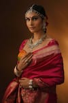 Buy_Priyal Bhardwaj_Pink Banarasi Silk Handwoven Vintage And Floral Vine Pattern Bordered Saree _Online_at_Aza_Fashions