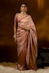 Buy_Priyal Bhardwaj_Pink Banarasi Silk Handwoven Chevron And Vintage Pattern Saree _at_Aza_Fashions