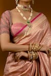 Buy_Priyal Bhardwaj_Pink Banarasi Silk Handwoven Chevron And Vintage Pattern Saree _Online_at_Aza_Fashions