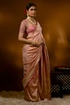 Priyal Bhardwaj_Pink Banarasi Silk Handwoven Chevron And Vintage Pattern Saree _at_Aza_Fashions