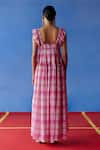 Shop_Uri by Mrunalini Rao_Pink Organic Fabric Checkered Confetti Pattern Tiered Maxi Dress  _at_Aza_Fashions