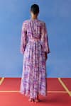 Shop_Uri by Mrunalini Rao_Purple Organic Fabric Blossom Round Eden Print Maxi Dress With Belt _at_Aza_Fashions