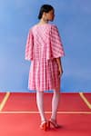 Shop_Uri by Mrunalini Rao_Pink Organic Fabric Plaid Checkered Round Cookie Short Dress  _at_Aza_Fashions