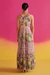 Shop_Uri by Mrunalini Rao_Blue Organic Fabric Keyhole Camelia Tiered Maxi Dress  _at_Aza_Fashions