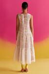 Shop_Uri by Mrunalini Rao_White Organic Fabric Embroidered Floral Jewel Vanilla Midi Dress  _at_Aza_Fashions