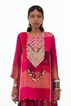 Buy_Aseem Kapoor_Pink Mushroom Twill Printed And Mitra Tribal Yoke Kurta With Trouser  _Online_at_Aza_Fashions