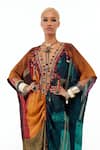 Aseem Kapoor_Multi Color Italian Crepe Vaayu Embellished Yoke Kaftan Jumpsuit  _at_Aza_Fashions