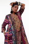 Buy_Aseem Kapoor_Multi Color Cotton Silk Printed Indra Choga Kurta And Trouser Set  