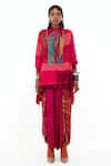 Buy_Aseem Kapoor_Pink Italian Crepe Printed Geometric Atri Shirt And Draped Pant Set  _at_Aza_Fashions