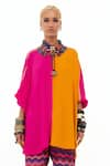 Buy_Aseem Kapoor_Pink Italian Crepe Embellished Bead Collar Mandala Color Block Shirt  _Online_at_Aza_Fashions