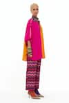 Shop_Aseem Kapoor_Pink Italian Crepe Embellished Bead Collar Mandala Color Block Shirt  _Online_at_Aza_Fashions