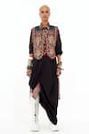 Buy_Aseem Kapoor_Multi Color Italian Crepe Embellished Embroidered And Draped Skirt Set  _at_Aza_Fashions