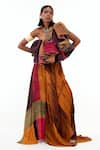 Shop_Aseem Kapoor_Multi Color Crinkle Crepe Roxanna Block Ruffle Top And Skirt Set  _at_Aza_Fashions