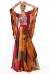 Buy_Aseem Kapoor_Multi Color Sheer Silk Printed Stripe Jacket Open Veni Skirt Set _at_Aza_Fashions
