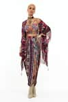 Buy_Aseem Kapoor_Multi Color Sheer Silk Printed Chevron Jacket Veni Trouser Set _at_Aza_Fashions