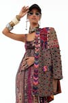 Aseem Kapoor_Multi Color Velvet Printed Collage Jacket Rooh Bodycon Dress With _Online_at_Aza_Fashions