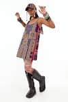 Aseem Kapoor_Multi Color Mushroom Twill Embroidery Dori Deep Mehru Mirror Dress _at_Aza_Fashions
