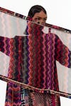 Aseem Kapoor_Multi Color Sheer Silk Printed Patti Chevron Odhni  _Online_at_Aza_Fashions