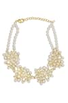 Shop_MNSH_Gold Plated 3d Pearls And Mirror Embellished Choker Necklace _at_Aza_Fashions