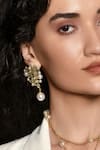 Buy_MNSH_Gold Plated 3d Pearls And Mirror Embellished Dangler Earrings _at_Aza_Fashions