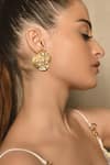 Buy_MNSH_Gold Plated 3d Pearls And Stone Embellished Stud Earrings _at_Aza_Fashions