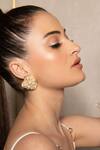 Buy_MNSH_Gold Plated 3d Pearls And Stone Embellished Stud Earrings _Online_at_Aza_Fashions