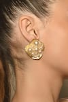 MNSH_Gold Plated 3d Pearls And Stone Embellished Stud Earrings _at_Aza_Fashions