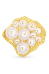 Shop_MNSH_Gold Plated 3d Pearls And Stones Embellished Ring _at_Aza_Fashions