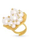 Buy_MNSH_Gold Plated 3d Pearls And Stones Embellished Ring _Online_at_Aza_Fashions