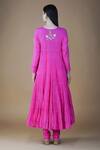 Shop_Nazar by Indu_Pink Cotton Embroidered Sequin Round 36 Kali Anarkali Pant Set _at_Aza_Fashions
