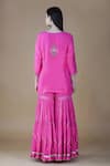 Shop_Nazar By Indu_Pink Cotton Sequins, Embroidery, Beads, Gota Floral Thread And Kurta Sharara Set _at_Aza_Fashions