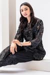 Buy_House of Dreams_Black Cotton Bloom Jaal Cut Work Round Neck Tunic Pant Set _Online_at_Aza_Fashions