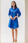 Buy_House of Dreams_Blue Cotton Poplin Embellished Sequin Collar Shirt Dress _at_Aza_Fashions