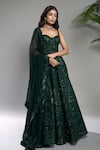 Shop_Shahmeen Husain_Green Georgette Embroidered Chikankari Sweetheart Corset Anarkali With Dupatta _Online_at_Aza_Fashions