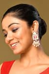 Buy_Ivorine_White Moissanite Polki Moon Stone Studded Dangler Earrings _at_Aza_Fashions